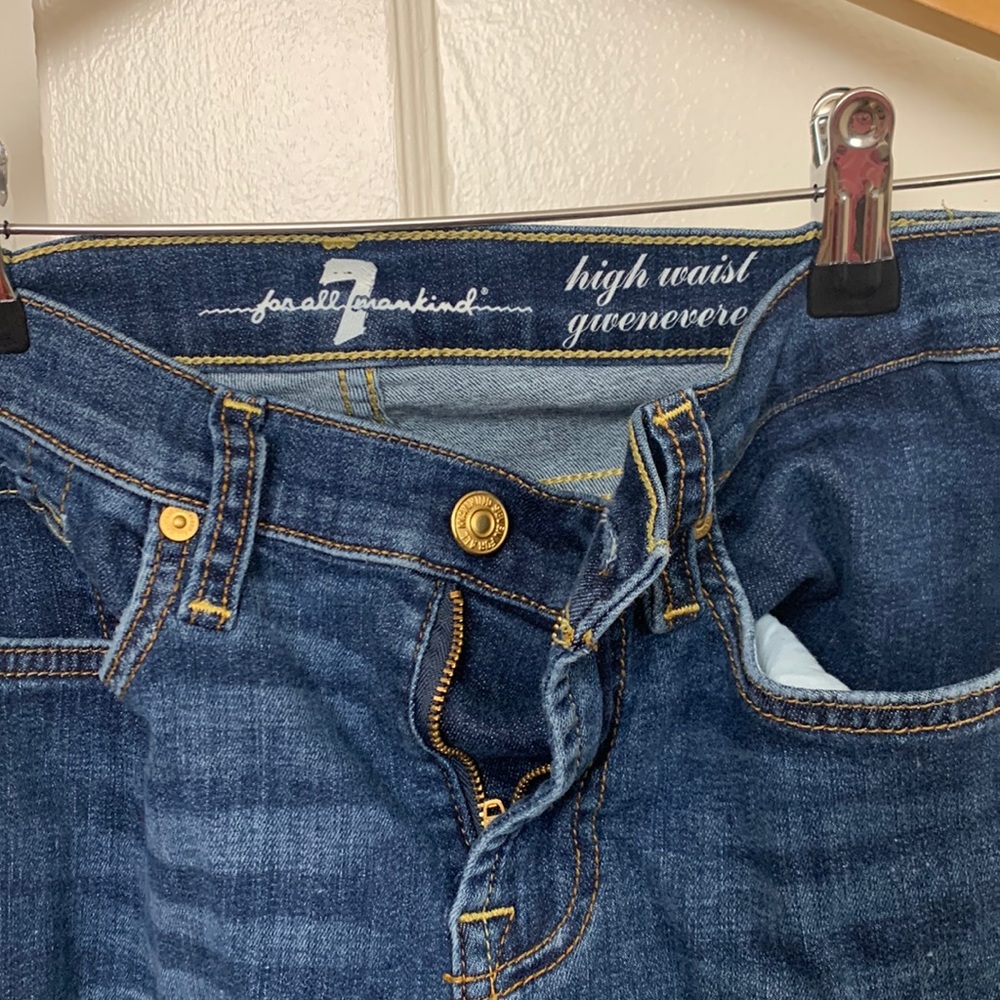 7 seven for all mankind high waist gwenivere blue skinny jeans size 26